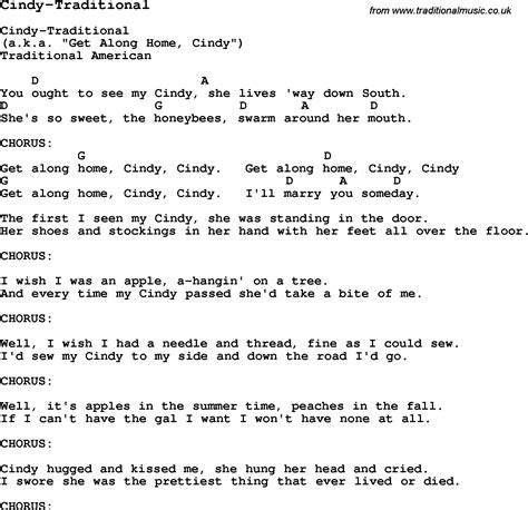 cindy lyrics traditional.